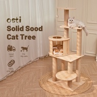 Osti Modern Real Wood Cat Tree Luxury Wooden Cat Tree Cat Tower Cat Condo with Scratching Post