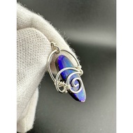 [Leshi] American Handmade Silver Thread Around Canadian Colorful Spotted Ammonite Ammolite Natural F