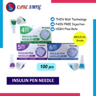 INSULIN Pen Needle PRIMES Jarum Insulin Kencing Manis Sterile Pain Free High Flow 4mm 5mm 6mm