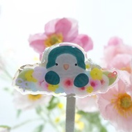 藍和尚鸚鵡和水彩花花髮夾 藍和尚鸚鵡髮夾 萬用夾