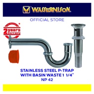 Wassernison Stainless Steel P-Trap W/ Basin Waste 1 1/4" With Clean-Out
