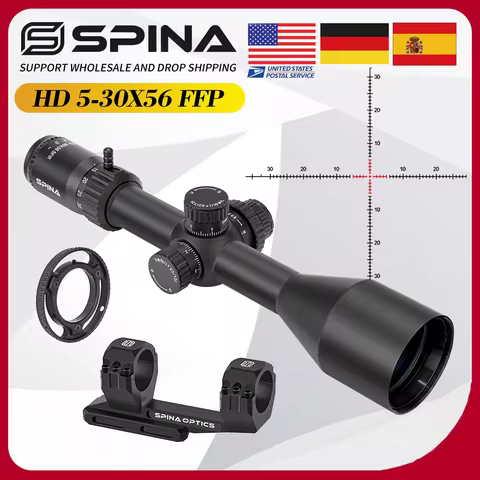 SPINA OPTICS HD 5-30x56 FFP Rifle Scope Hunting Turrets Lock Reset Side parallax Sight PCP/Carbine A