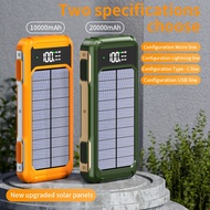1PCS 20000mAh Solar Power Bank Portable Fast Charging External Battery Mini Powerbank With LED Flashlight Laser Lamp