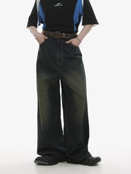 Unvesno (UN) 古著感14盎司復古中性洗水設計廓形牛仔褲 TR-3196