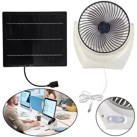 Solar Panel Fan Portable Solar Fan with USB Solar Powered Camping Fan Solar Charger Outdoor Fan for 