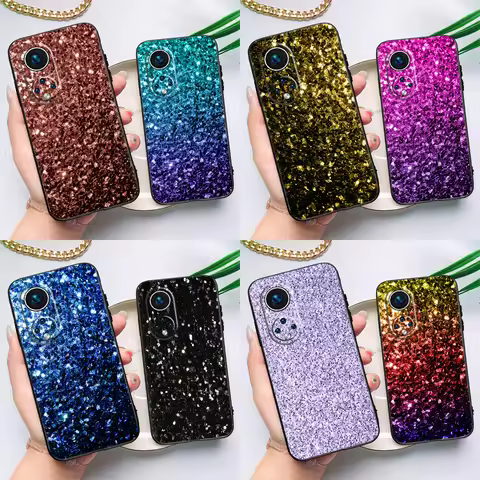 Aqua Blue Rainbow GLITTER SPARKLES For Huawei P20 P30 P40 Lite Pro Nova 5T Nova 9 P Smart 2019 Case 