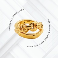999 Gold Double Ring Pig Nose