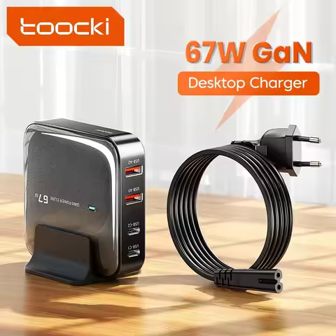 Toocki Charger Charging Station Multi Port 67W GaN USB Charger Desktop Type C PD QC Quick Charge For