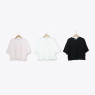 [CUMAR] English Letters Comfortable Casual Top Black White Pink