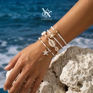 YX 4Pcs Starfish Seashell Conch Bracelet Set Beach Summer Y2K Aesthetic Jewelry Gift for Her Stackab