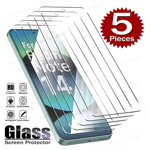 5PCS 9H Tempered Glass For Xiaomi Redmi Note 14 4G 5G 14S Screen Protector For Redmi Note 15 13 Pro 