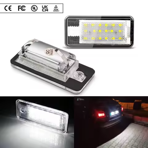 For Audi A3 A4 A6 Q7 A8 S4 RS4 S6 RS6 S5 2Pcs LED License Plate Light Canbus Error Free