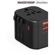 Krisbow Travel Adapter 2 USB A & 1 USB C 20 watt Qc - Black Electronic Device Connector USB A USB C 