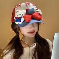 Cute Kitty Cat Bow Cap Female yk Yabi Style Showing Face Small Breathable Baseball Cap 2026.8.18