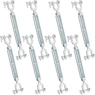 8 PCS 1/4 x 5 Inch M6 Turnbuckle Hook, 304 Stainless Steel turnbuckles, Heavy Duty Jaw and Jaw Turnb