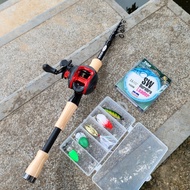 Bone shortened horizontal lure fishing rod set 50cm with free line and lure box