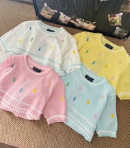 Polo Ralph Lauren 多巴胺刺繡冰絲針織短袖 短袖T恤 Cotton Short Sleeve T shirt 恤衫 棉t恤 女裝 tee shirt 衛衣 XXL Top t shir