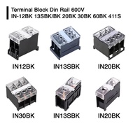 Terminal Block Din Rail 600V IN-12BK 13SBK/BK 20BK 30BK 60BK 411S
