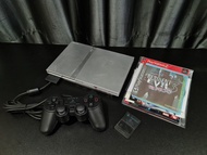 PS2 PLAYSTATION 2 SLIM-70000 SILVER เครื่องเกม PS2 เล่นแผ่นก็อปได้ อุปกรณ์ครบ