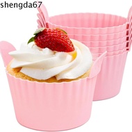 SHENGDA Muffin Cake Mold, Heat-Resistant Silicone Air Fryer Egg Poacher, Baking Accessories Reusable Pink/grey Cupcake Molds Pudding