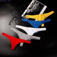 Men's Cool and Trendy Low Waist Cotton Thong Underwear Breathable Briefs