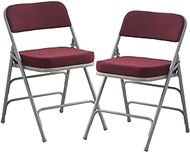 KAIHAOWIN 2 Pack Padded Folding Chairs Upholstered Foldable Chair with Ultra Thick Padded Seat Comfortable Metal Chairs Indoor with Super Soft Fabric Cushion-Red