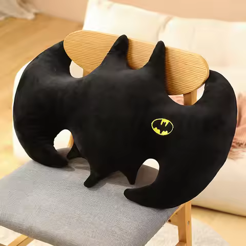Pictorial Black Bat Shaped Plush Pillow Cool Superman Sofa Cushion Bay Window Nap Pillow Stuffed Ani