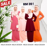 By Melia Design Baju Kurung Pesak Pahang Plain Premium Ironless Tak Payah Gosok Moden Riau Sulam Asli Putih