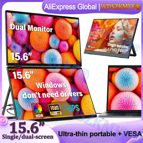 15.6“ Portable Dual /Single Monitor 1080P IPS USB-C Mini-HDMI External Second Screen for Mac Laptop