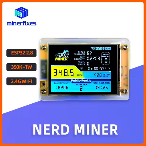 NerdMiner V2 Hashrate 350KH/s ESP32-2432S028 D0WDQ6 Controller 2.8inch Smart Display Bitcoin Lottery