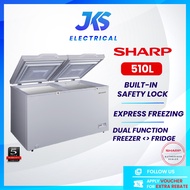 SHARP 110L160L220L310L510L Chest Freezer 2-in-1 Dual Function Freezer Fridge With Lock  LED Light