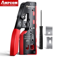 AMPCOM rj45 Crimper CAT7 Crimping Tool for Pass Through RJ11 RJ 45 Connector CAT6 CAT5E Modular Plug