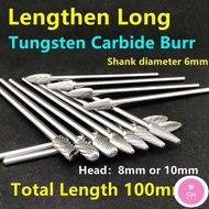 C3S 1pcs Total length 100mm  Type A C D F G H L  6x8x100mm 6x10x100mm Tungsten Carbide Burr 6mm Sing