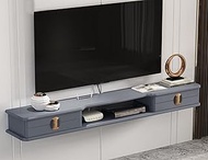 Floating Tv Cabinet, Flip Drawer Design Wall-Mounted Tv Cabinet with Wire Holes, Suitable for Projector Cable Box Game Console/C / 130cm needed