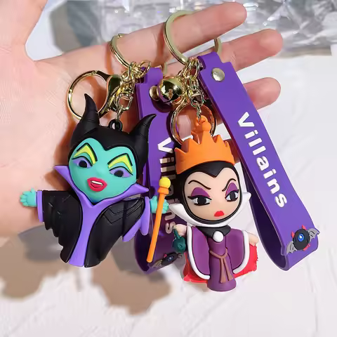 Disney Villains Wicked Witch Keychains Ursula Cruella Maleficent Anime Cartoon Car Keyring Bag Hangi