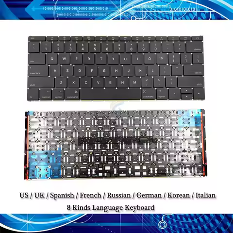A1534 Keyboard Russian/German/Spain/France/Korea/Italy/UK/US Laptop For Macbook 12 Inch 2016-2017 ye