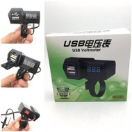 HP 2-in-1 cellphone charger + volt meter / cellphone charger on motorbike handlebar / volt meter