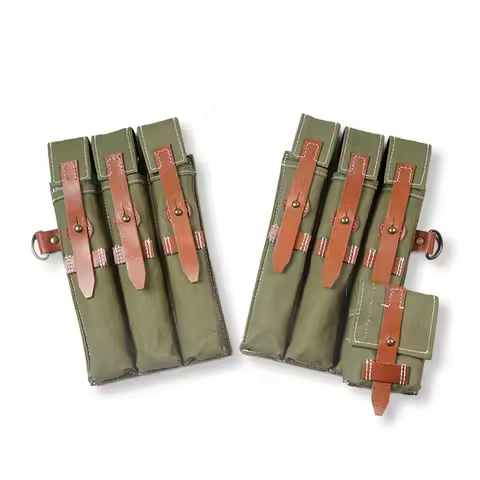 WW2 Amy P38/P40 Magazine Pouch Ammo Pouch Canvas brown leather straps
