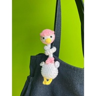 Littlecrochety long neck duck bag charm cute long neck duck bag charm knitted doll/