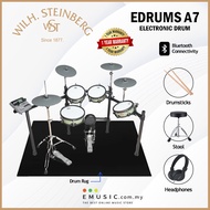 Premium Series Wilh. Steinberg Electronic Drum A7 with Headphones, Drum Stool, Drumsticks (WST Drum 