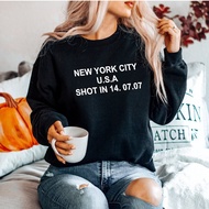 FenishaStore Basic Sweater Wanita NEW YORK CITY USA SHOT IN 14.07.07 Size L-XL-XXL