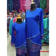 Baju Kurung Moden Set Mak Anak Royal Blue Biru Silang Warda Limited Edition Raya