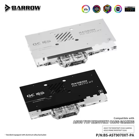 Barrow GPU Block For ASUS TUF RX9070XT 016G GAMING, Graphics Card Water Cooler , PC Cooling Radiator