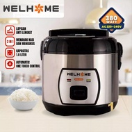 Welhome Rice Cooker 1.8 Liter Magic Com Body Stainless WRC 3113 Anti lengket Beragaransi