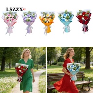 [LszzxMY] Crochet Flower Gift Finished Handmade Knitted Flowers Mother Day Gift for Wedding Annivers
