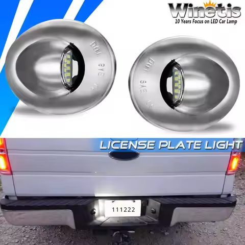 Winetis 2Pcs For 1999-2016 Ford F150 F250 F350 F-150 F-250 F-350 Chrome 6000K White LED License Plat