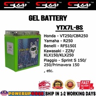 YTX7L-BS YTX7L BTX7 SC PRO SC64 BATTERY BATERI GEL RFS150 I CBR250 R KLX 150 250 ZZR SPRINT PRIMAVER