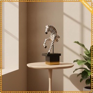 [flameer1] Striped Equine Figurine with Pedestal Tabletop Striped Equine Figurine Decor African Safa