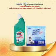 Combo Nước Tẩy Bồn Cầu Flashman Hương Gỗ 500ml & Saiza Bột Tẩy Lồng Máy Giặt 150g Combo Gia Dụng Tiệ