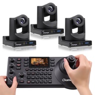 Chameye NDI PTZ Camera 20x Optical Zoom AI Auto Tracking PTZ Camera Kits + PTZ Camera controller for
